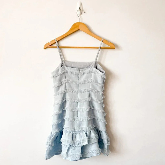 Princess Polly Molina Frill Hem Mini Dress Light  Blue Sz 2 - Picture 4 of 8